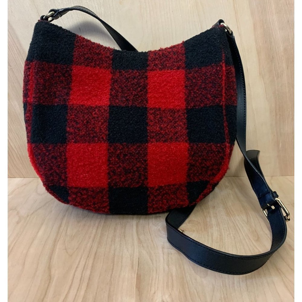Talbots Buffalo Plaid Wool Leather Crossbody Bag
